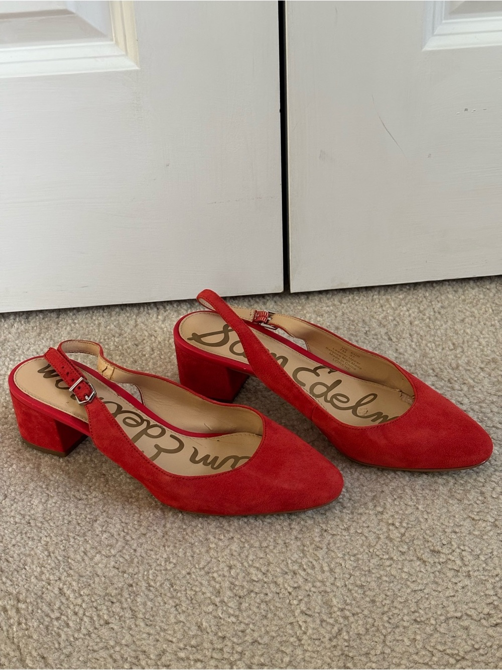 Sam Edelman Red Suede Slingback Block Heel